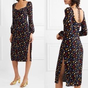 Reformation Mabille Dot Long Sleeve Midi Dress